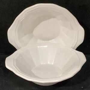 2 Vtg Homer Laughlin COLONIAL WHITE Rim Handle Fruit Berry Dessert Bowls *